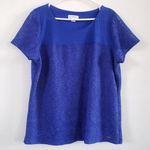 Calvin Klein XL Womens Top Size Round Neck Textured Short Sleeve Pullover Lined